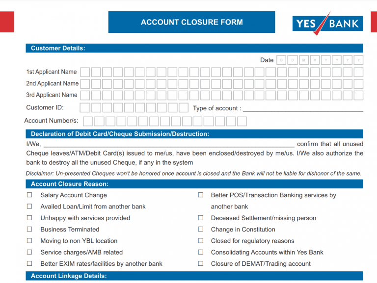 Account Closure Request form