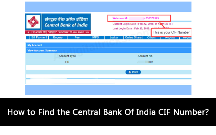 How to Find the Central Bank Of India CIF Number?
