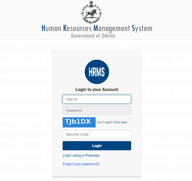 The login process for HRMS Odisha Payslip Generation