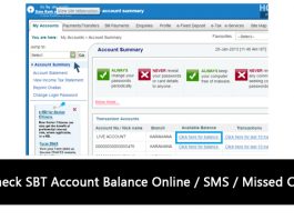 Check SBT Account Balance Online / SMS / Missed Call