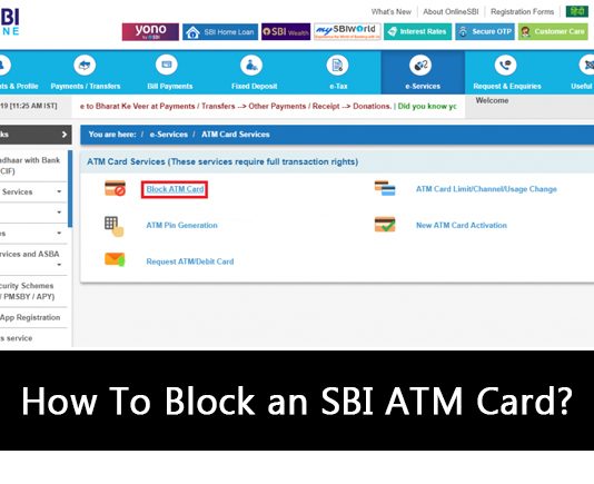 How To Block an SBI ATM Card