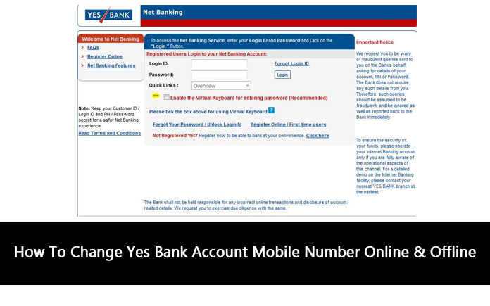 How To Change Yes Bank Account Mobile Number Online & Offline